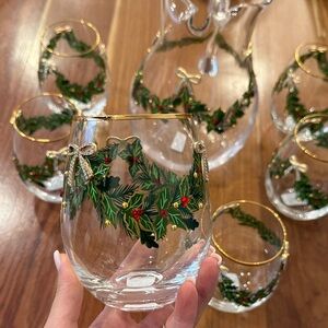 Stunning Holiday Glassware Set with Gold Accents